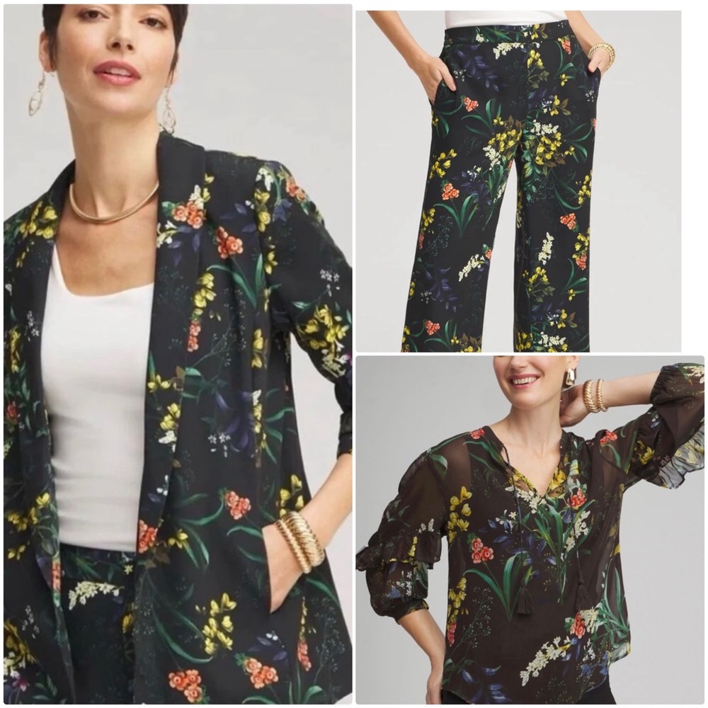 Chico’s 3 piece lightweight floral suit size 8 beautiful💐